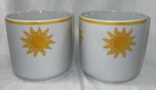 Guy Degrenne Porcelain Coffee Mugs (2) Pareo Soleil Sun Made in Hungary - Picture 10 of 10
