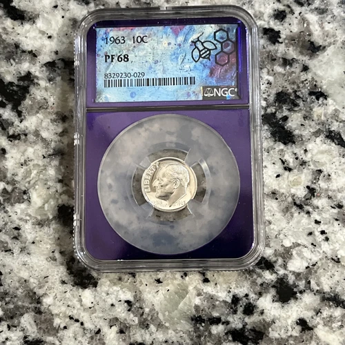 1963 NGC PF68 90% SILVER PROOF ROOSEVELT DIME 10C GREAT EYE APPEAL