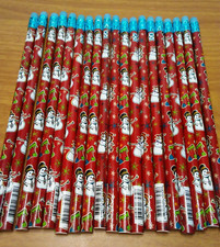 Lot of 19 Christmas Holiday Pencils with Erasers Snowmen and Stockings