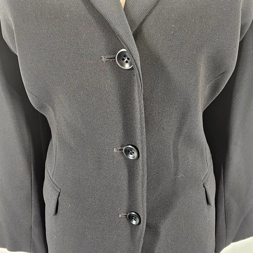 Talbots Blazer Womens Size XL Black Button Up Pockets Stretch Office Career Work Foto 4 de 4