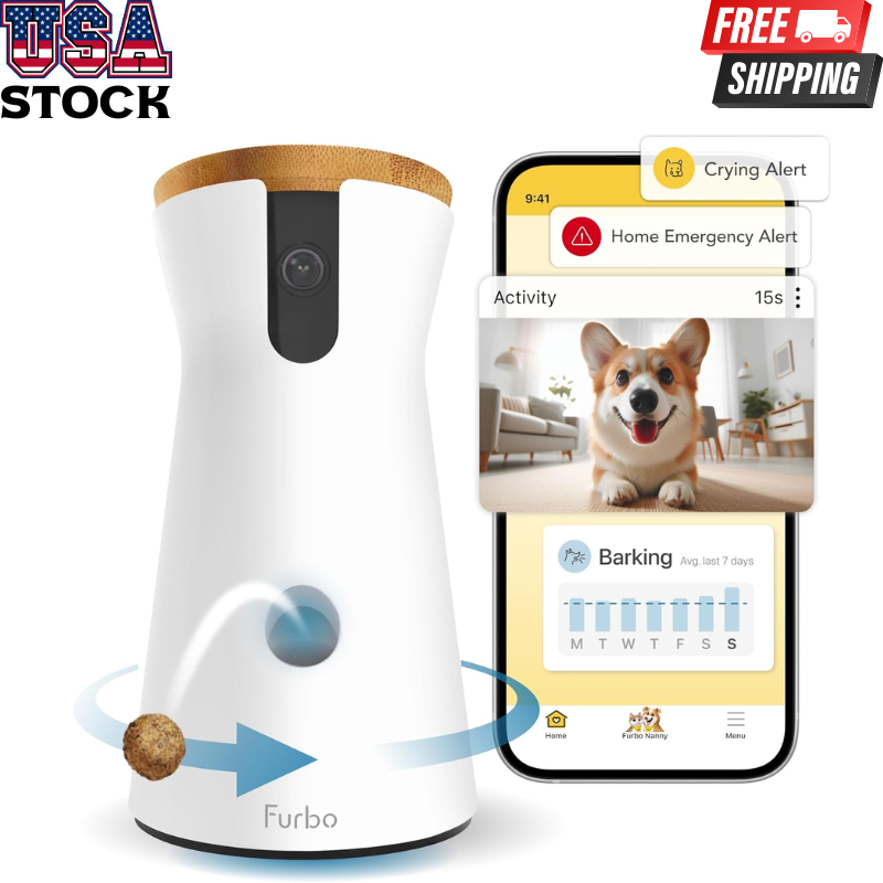 Furbo 360 Dog Camera Premium Safety Package Treat Tossing Home Security Alerts