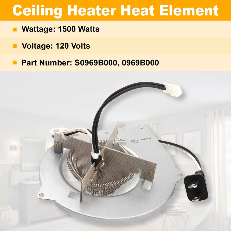 Elemento térmico calentador de techo reemplazo Nutone Broan 0969B000 para 605RP, 660RP, 665RF Foto 4 de 4