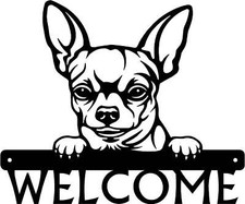 Chihuahua 2 Detailed Dog Face Welcome Sign or Custom Name