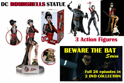 NEVER OPENED DC BOMBSHELLS KATANA STATUE & 2 KATANA 1 BATMAN