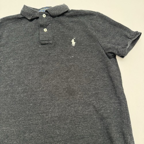 POLO Ralph Lauren Youth Small Custom Slim Fit Short Sleeve Polo Shirt Dark Grey - Picture 2 of 7