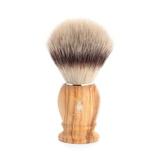 Classic Olive Wood Medium Silvertip Fiber Shaving Brush Synthetic Luxury Shave