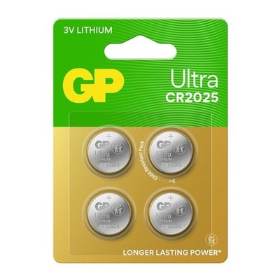 GP CR2025 ULTRA Lithium Knopfzelle 3V 4-er Pack  MHD 01/2034  BLISTERWARE !!