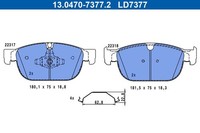 ATE 13.0470-7377.2 Bremsbelagsatz, Scheibenbremse 180,1 Mm 75 Mm 18,8 Mm