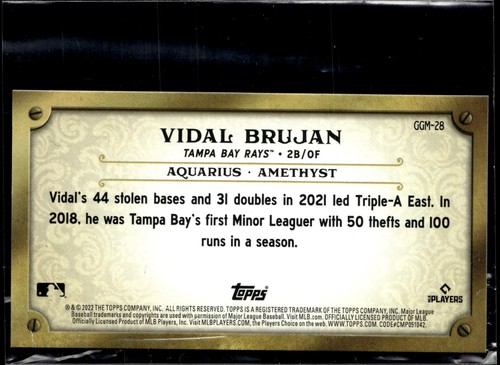 2022 Topps Gypsy Queen - GQ Gems Minis #GGM-28 Vidal Brujan (RC) - Picture 2 of 2