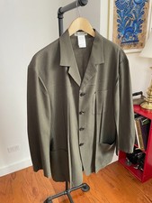 VNTG Issey Miyake M /L 100 Wool Military Green Pleated Chore Coat