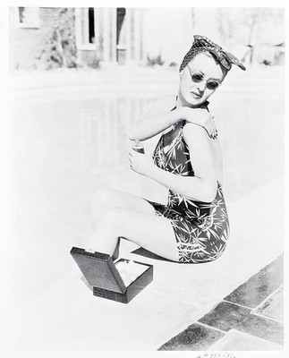 Bette Davis Applying Suntan Cream Before Morning Swim 1930s Old Photo