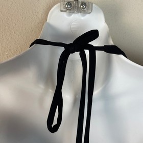 Vtg Jessica McClintock Black Halter Neck Size 8 Ruched Wide Leg Jumpsuit Dressy