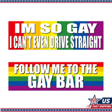Large Gay Pride Bumper Sticker, 2-Pack, Colorful Waterproof, 10x3 Inches