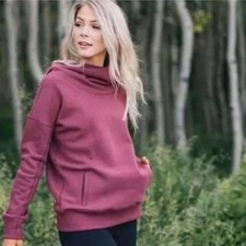 ZYIA Active Women's Oh So Soft Cowl Neck Hoodie Pullover Purple- Size Medium