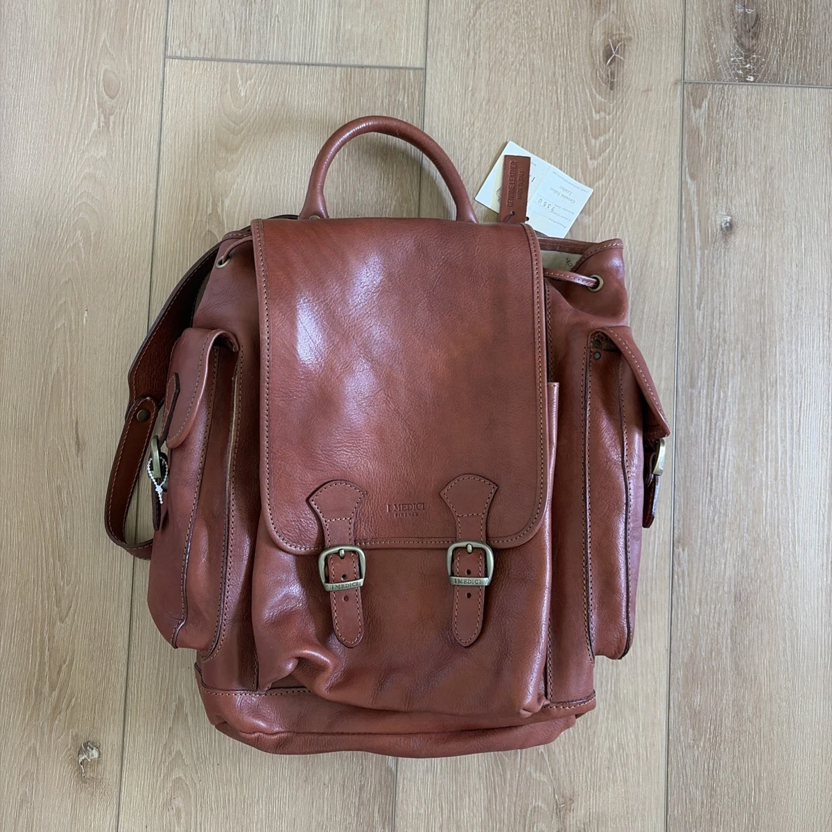 MEDICI FIRENZE ITALY FLORENCE GENUINE LEATHER BROWN BACKPACK NWT I MEDICI FIRENZE Italy Genuine Leather Brown Backpack Bag  main image 2
