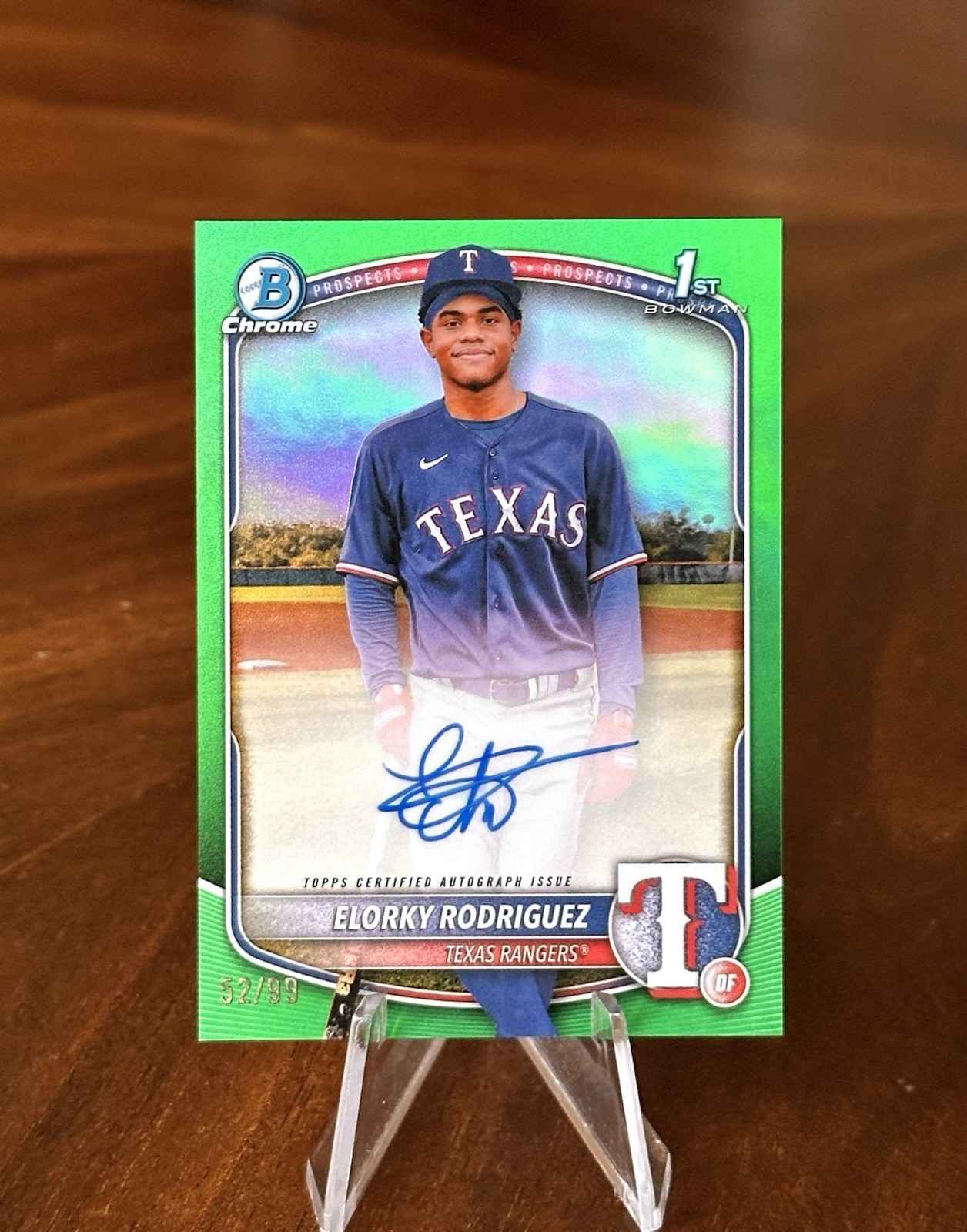 2025 Bowman Chrome #CPA-ER Elorky Rodriguez 1st Bowman Auto Green Refractor/99