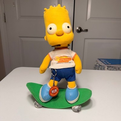 Vintage 2002 Bart Simpson Skateboard Plush Figure Springfield Skate Park 12''