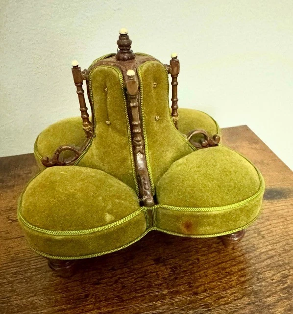 Dollhouse Miniature Vintage Reminiscence Velvet Conversation Chair 1: 12 Scale - Image 2 of 4