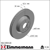 2X Zimmermann 100.3359.20 Bremsscheibe FüR Audi A6 C7 4GH 4GJ