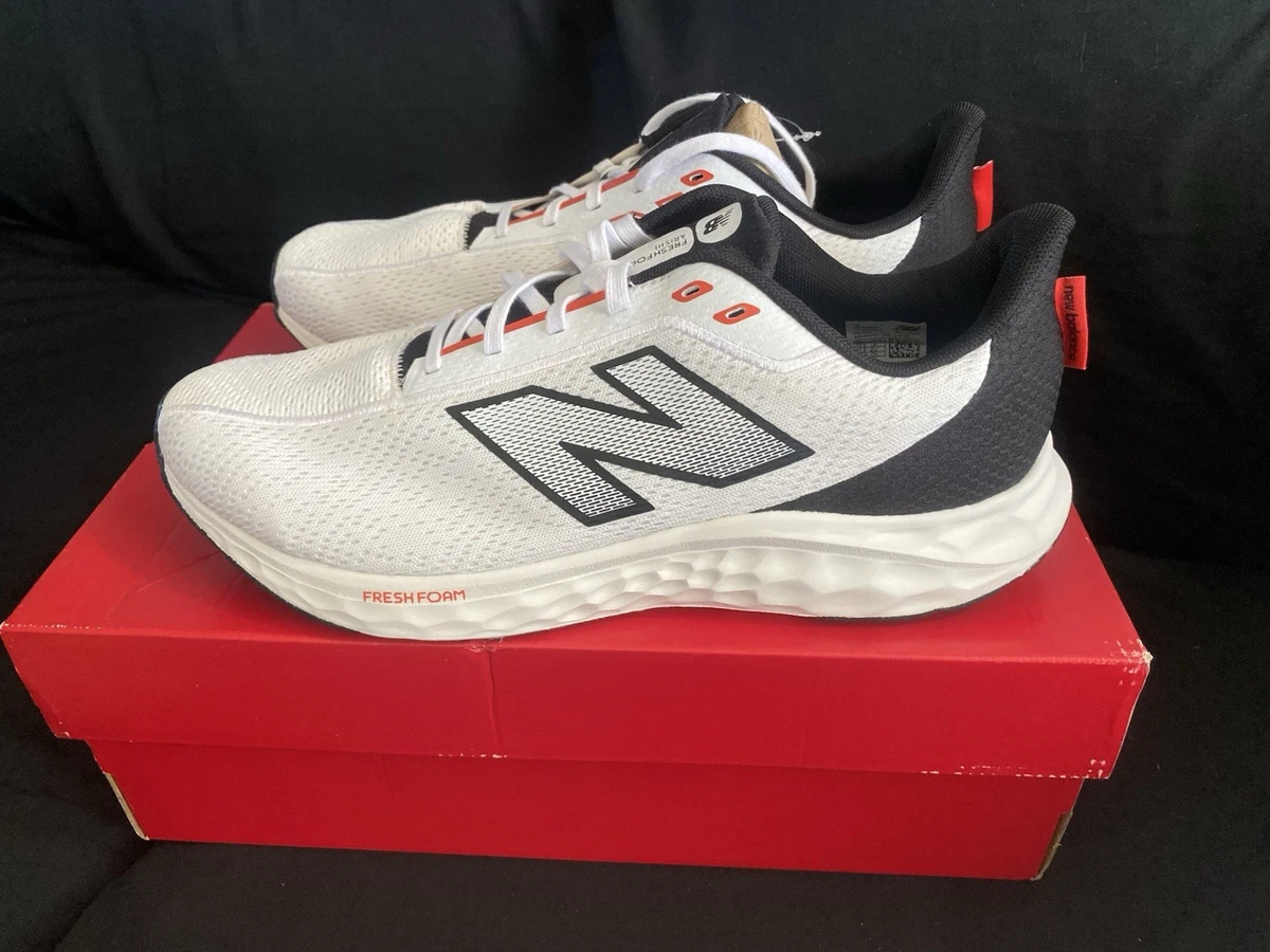 New Balance Arishi V4 Men\'s Fresh Foam Runners- White/Black/Neo Flame Size 10.5 New Balance Fresh Foam Arishi v4 White Black Neo Flame for  main image 2