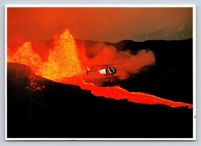 Kilauea Volcano Eruption Hawaii Helicopter Postcard 2001 Big Island