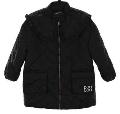 DOUUOD Girls Black Contrast Collar Quilted Insulated Coat 8 NWT