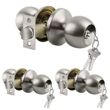 BESTTEN 3 Pack Door Knob with Lock and Key, Keyed Different Entry Door Knob, ...
