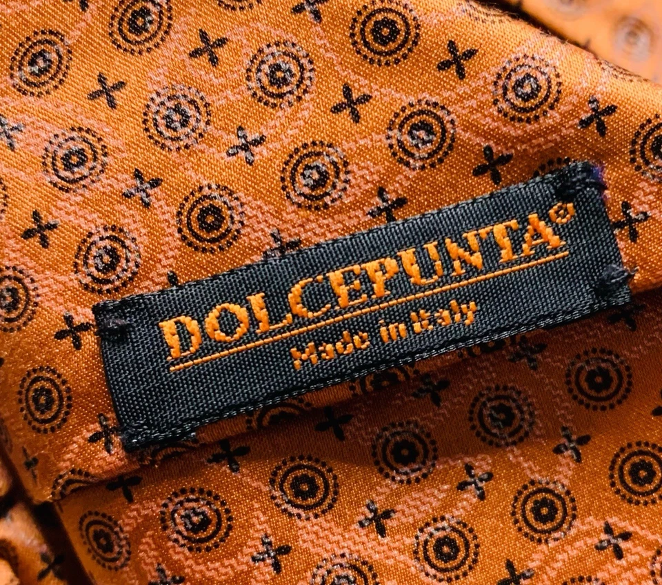 CORBATA DOLCEPUNTA Italia LUJO SEDA ÓXIDO Y NEGRO CON DETALLES BLANCOS CORBATA HECHA A MANO Foto 3 de 4