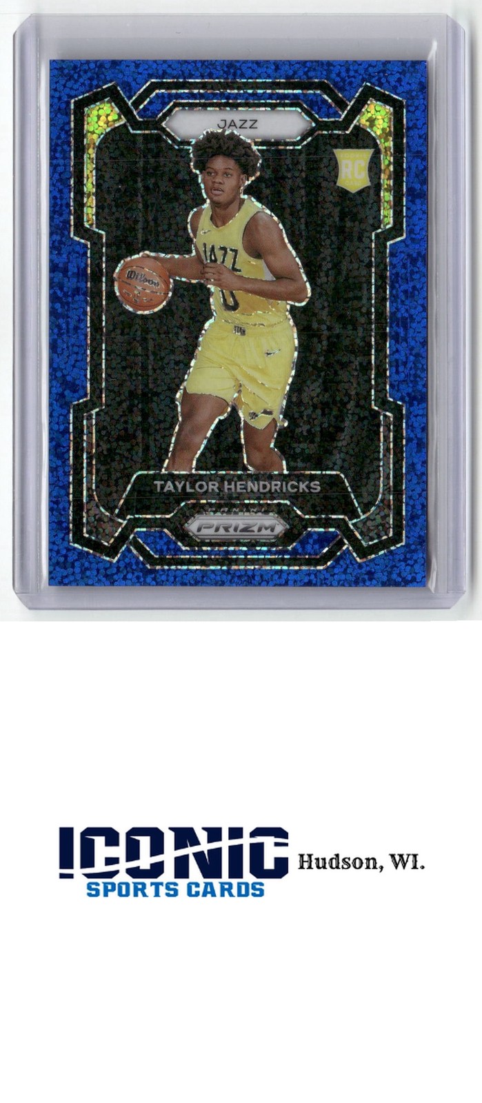 2023-24 Panini Prizm #161 Taylor Hendricks Prizms Blue Sparkle #/144