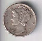 1943-P MERCURY DIME 10¢ PHILADELPHIA 90% SILVER COIN UNITED STATES MINT