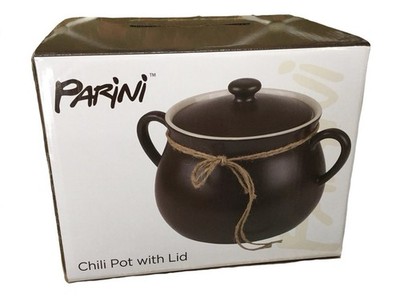 PARINI Brown Ceramic 5 Quart Chili Pot Wit Lid