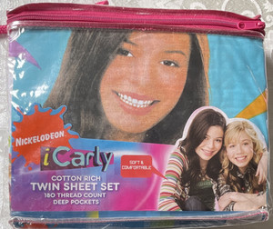 Nickelodeon iCarly Pixel Party Twin Sheet Set Cotton Rich 180TC Deep Pockets