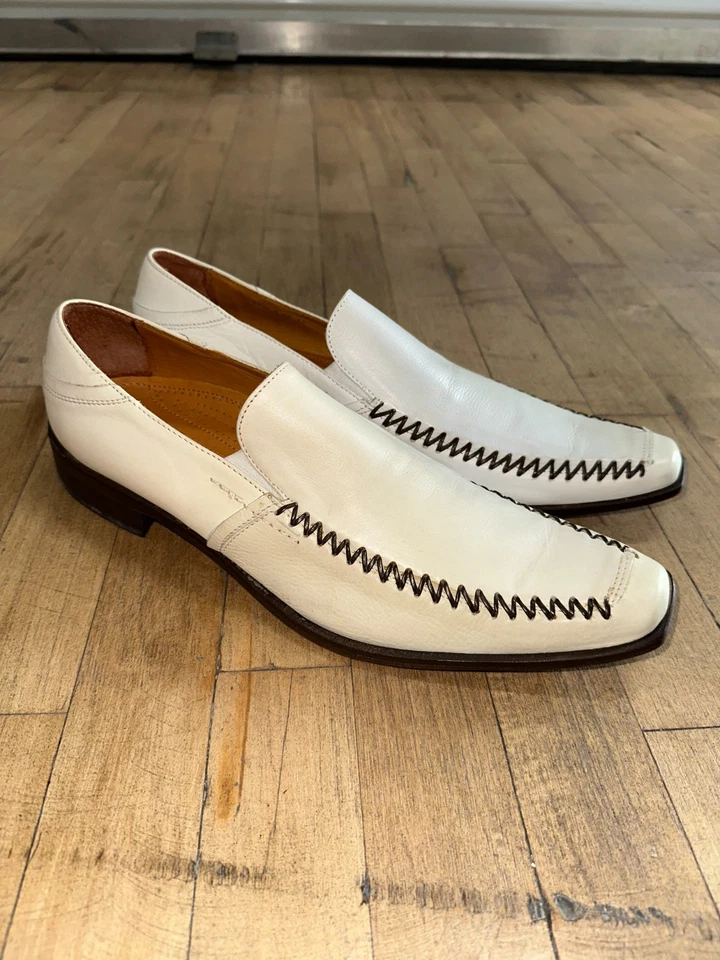 Aldo 一脚蹬乐福鞋男式 43 码白色皮革方头舒适休闲鞋 — 第 3/4 张图片