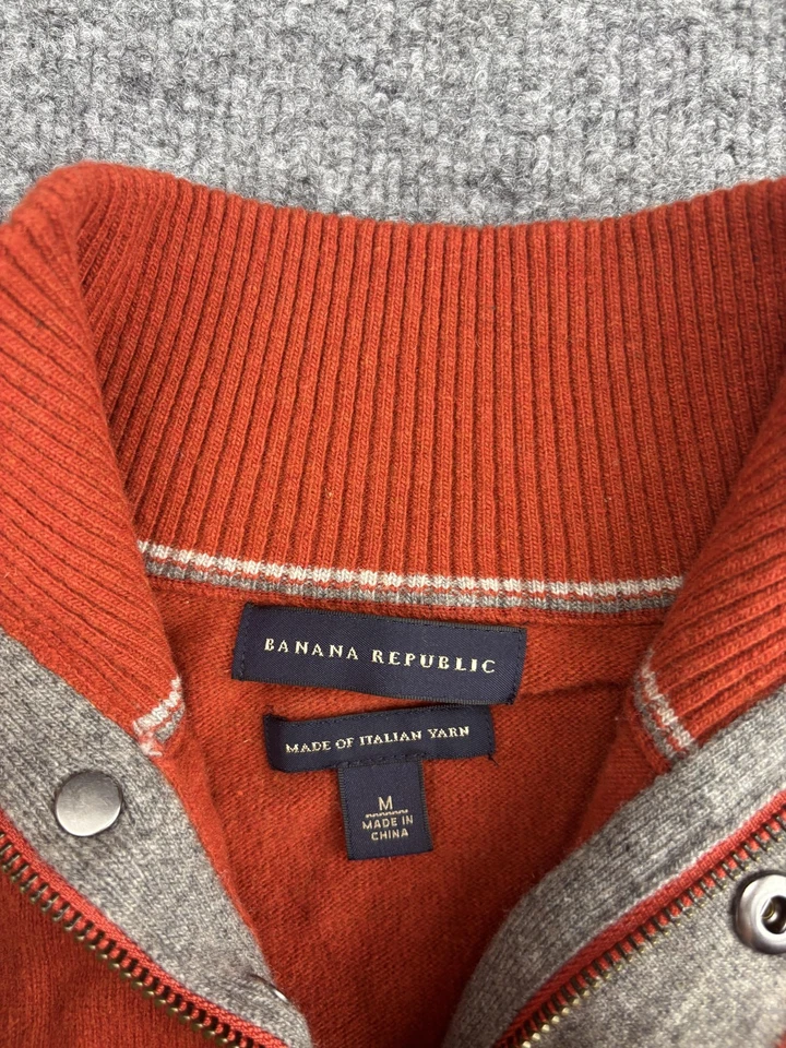 Banana Republic Sweater Mens Medium Merino Wool Italian Yarn Half Zip Pullover - Image 3 of 4