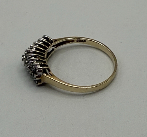 10K Yellow Gold 3 Row Diamond Ring Ladies Size 8.25 Vintage - Bild 2 von 5