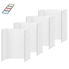 4 Pcs Trifold Poster Board, White Poster Board Comes with Sticky2438