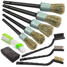 Car Detailing Brush Kit, 10 Piece Boar Hair for Interior