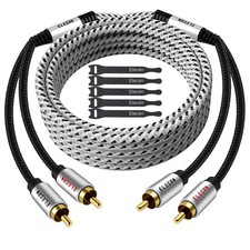 Elecan Premium RCA Cable 30 Ft Hi-Fi Sound-16 AWG-Shielded 2 RCA Male to 2 RCA
