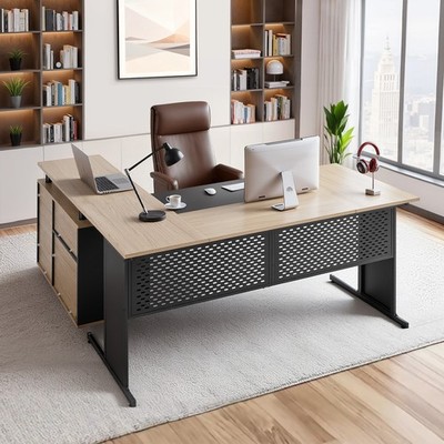 VEVOR L-Shaped Reversible Executive Desk with Drawers & Storage Cabinet 350 LBS