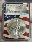 2020 American Silver Eagle NGC MS70 First Day of Release Flag Holder