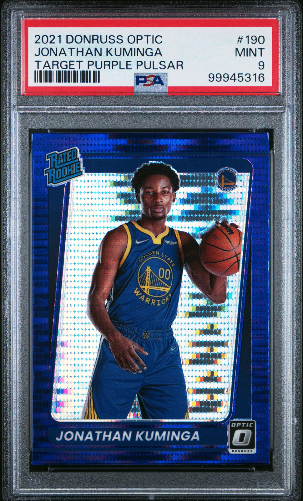 2021 PANINI DONRUSS OPTIC TARGET PURPLE PULSAR #190 JONATHAN KUMINGA PSA 9