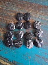 14 x Knopf  Sammlung Knöpfe Mantel groß Schwarz alt Jacke 14 Stück 