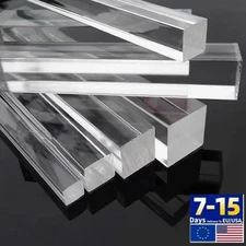 Clear Extruded Acrylic Plexiglass Perspex Square Rod Solid Bar 100mm-500mm Long