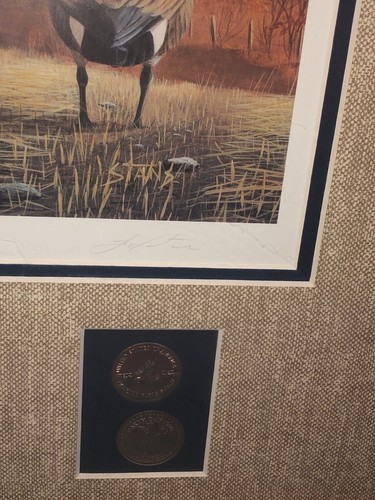 Leo Stans Signed Autumn Art Limited Edition Flying Goose Print With Coin & Stamp - Picture 5 of 8