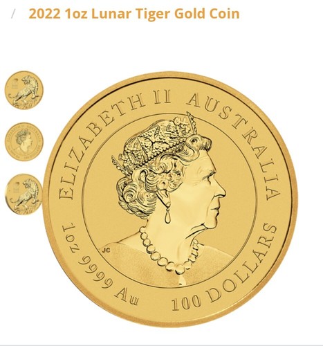 1oz Gold 999.9 Australia Lunar Year Of Tiger 2022 Bullion Coin (Perth Mint) - Picture 3 of 4