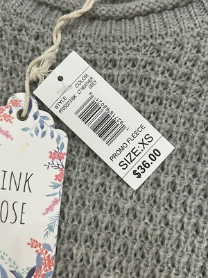 Pink Republic Women's Long Gray Tunic Waffle Knit Sweater Extra