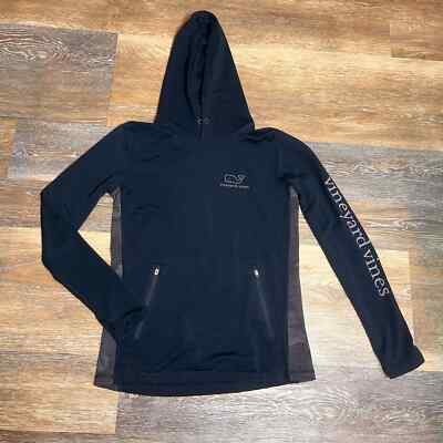 Vineyard Vines Womens Hoodie Performance Tee Black Long Sleeve Size XXS 