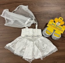 Build a Bear Workshop White Wedding Dress, Veil And Shoes