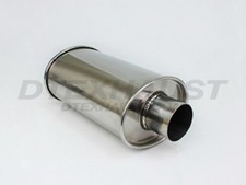 Dtm-158 Hi Polished Stainless Muffler Round Oval Centercenter 2.5 Inlet 14 L