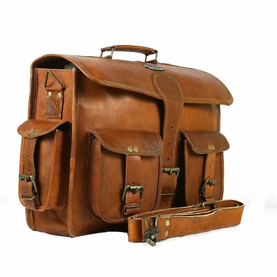 Briefcase Goat Satchel Handmade Men's Vintage Bag Leather Laptop